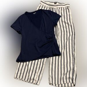 Gorgeous Navy Blue and White Dress Pants outfit Size M